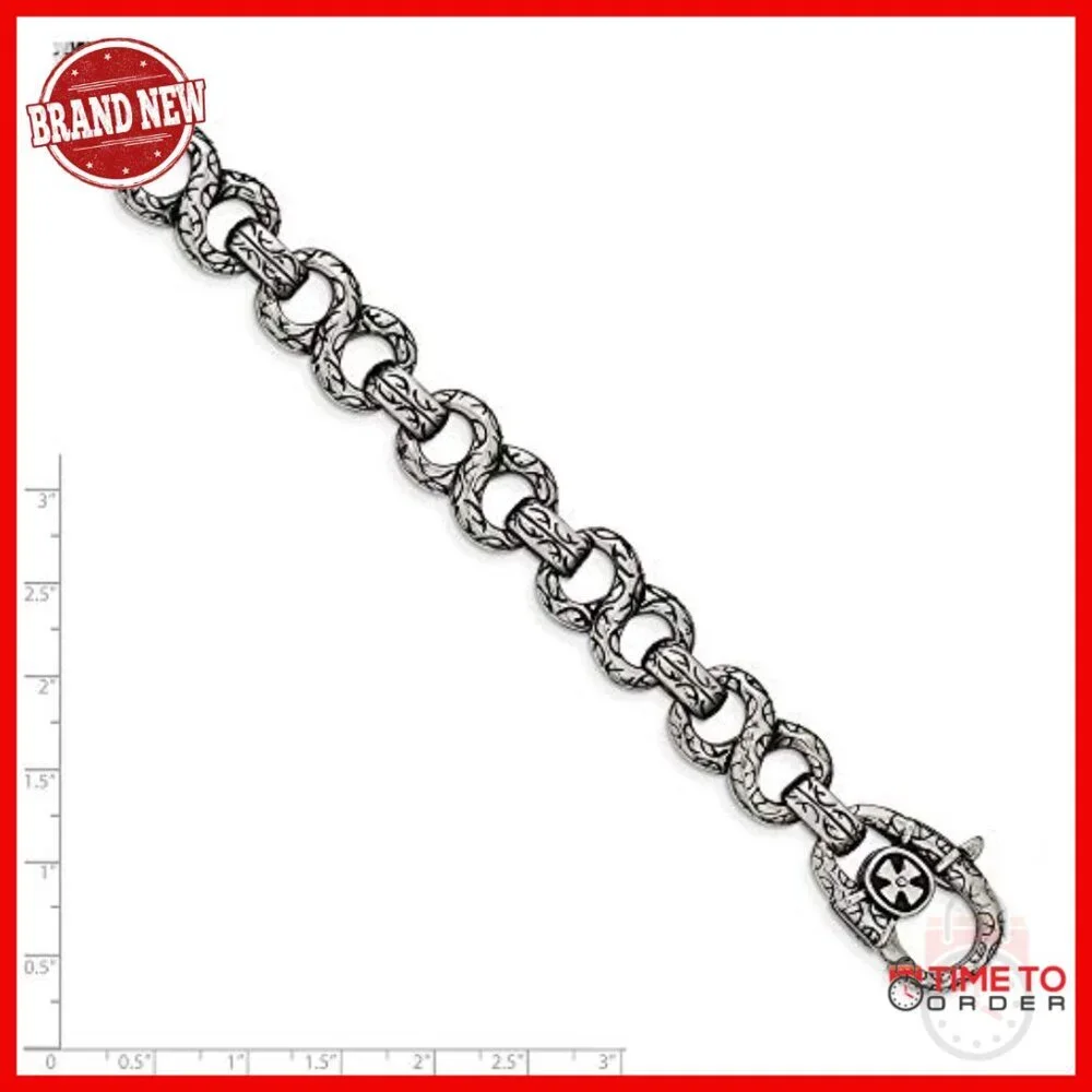 Stainless Steel Men's Bracelet 8.5in Lobster Clasp 15mm Width